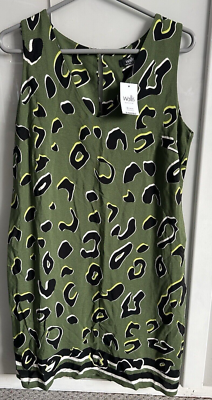 Ladies Wallis Size 10 Green Animal Print Shift Dress Sleeveless New with  Tags | eBay UK