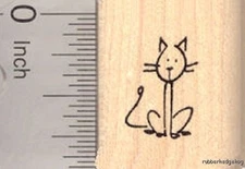 Stick Figure of Cat Rubber Stamp Part of our Stick Figure Family A17420 WM 