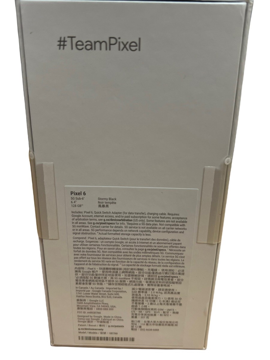 Google Pixel 6 - 128GB - Stormy Black (Unlocked) GB7N6 - New