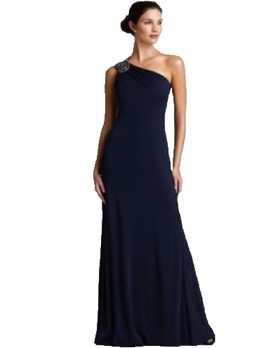 david meister blue dress NEW David Meister Blue Beaded One Shoulder Cocktail Dress