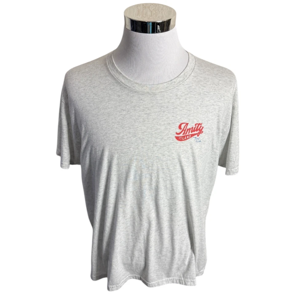 Jaws Amity Island T-Shirt Men's XL Silver Shark Movie Graphic Short Sleeve - Image 2 of 4