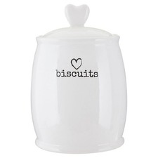 White Dolomite Charm Biscuit Canister Heart Design Kitchen Storage Jar Container