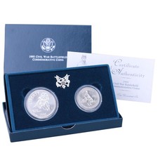 1995 P S Civil War Battlefield BU Commem 90% Silver Dollar CN-Clad Half OGP