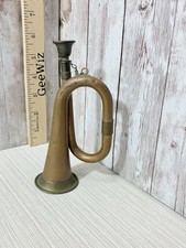 Vintage Solid Brass Bugle Horn Made in India Miniature 6.5  Decor Patina