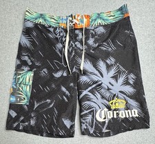 Corona Swim Trunks Mesh Lined Shorts Men  s Size 36 Colorful Palm Trees Beach