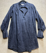 Frame Women SP Shirt Dress 100% Cotton Dark Blue Collared Long Sleeve
