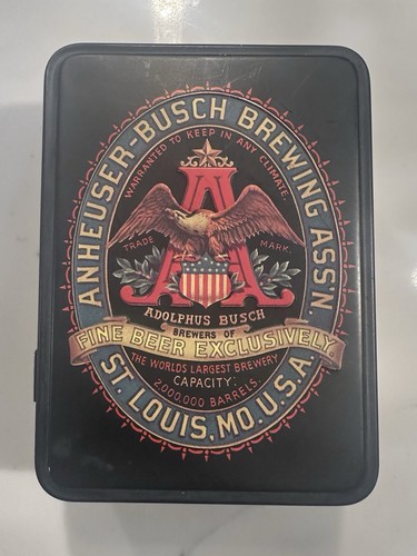 Vintage Budweiser Two Deck Playing Cards Set in Anheuser Busch Collectible Tin