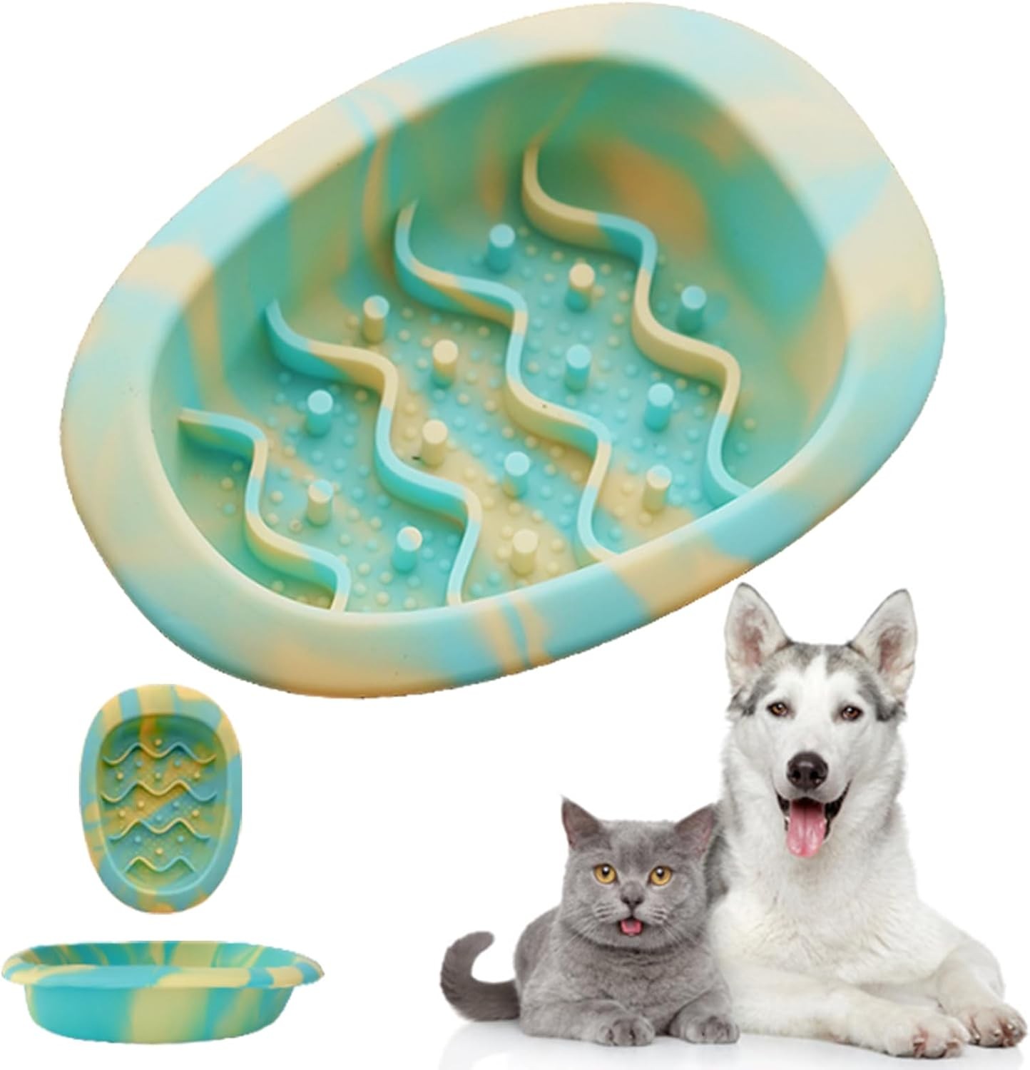 Colorful Slow Feeder Bowl for Large & Small Pets Silicone Ea