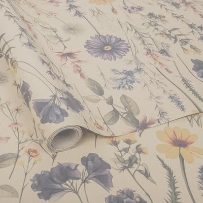  Kraft Floral Wrapping Paper Roll For Women Girls Wild Flower Design Wildflower