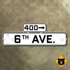 San Francisco California 400 6th Avenue street blade road sign 1946 33x11