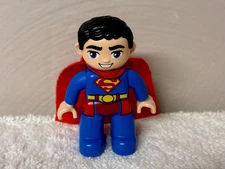 Superman Lego Duplo Building Block Figure DC Comics w/Red Cape Preowned 