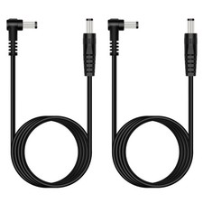 2 PCS 6 ft 5.5x2.1mm Male to Male DC Power Cable Straight to Right Angle