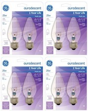 GE 75340 2 Count Flame Shape 25 Watt Auradescent Light Bulb - Pack of 4
