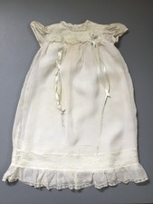 Antique Vintage Baby Girl Dress White Sheer Lace Ribbons Read