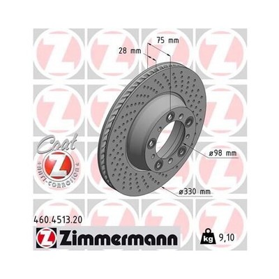 1x ZIMMERMANN Bremsscheibe Hinterachse rechts Ø 330mm für Porsche 460.4513.20