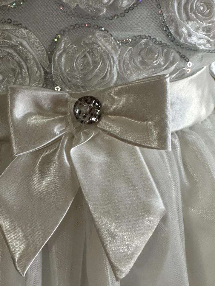 Niñas Pequeñas 2T Niñera Blanco Elegante Formal Rosa Vestido Comunión Boda Fiesta Foto 4 de 4