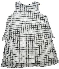 Massini Womens Flowy Shift Dress Sleeveless Size 2X Black White Grid Print