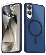 Navy Blue Matte Magnetic Phone Case with Screen Protector for Samsung Galaxy S25