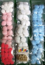 Large VTG Pom Pom Lot Craft Store Buyout Pink Blue White 1.5" 4-packs  Red