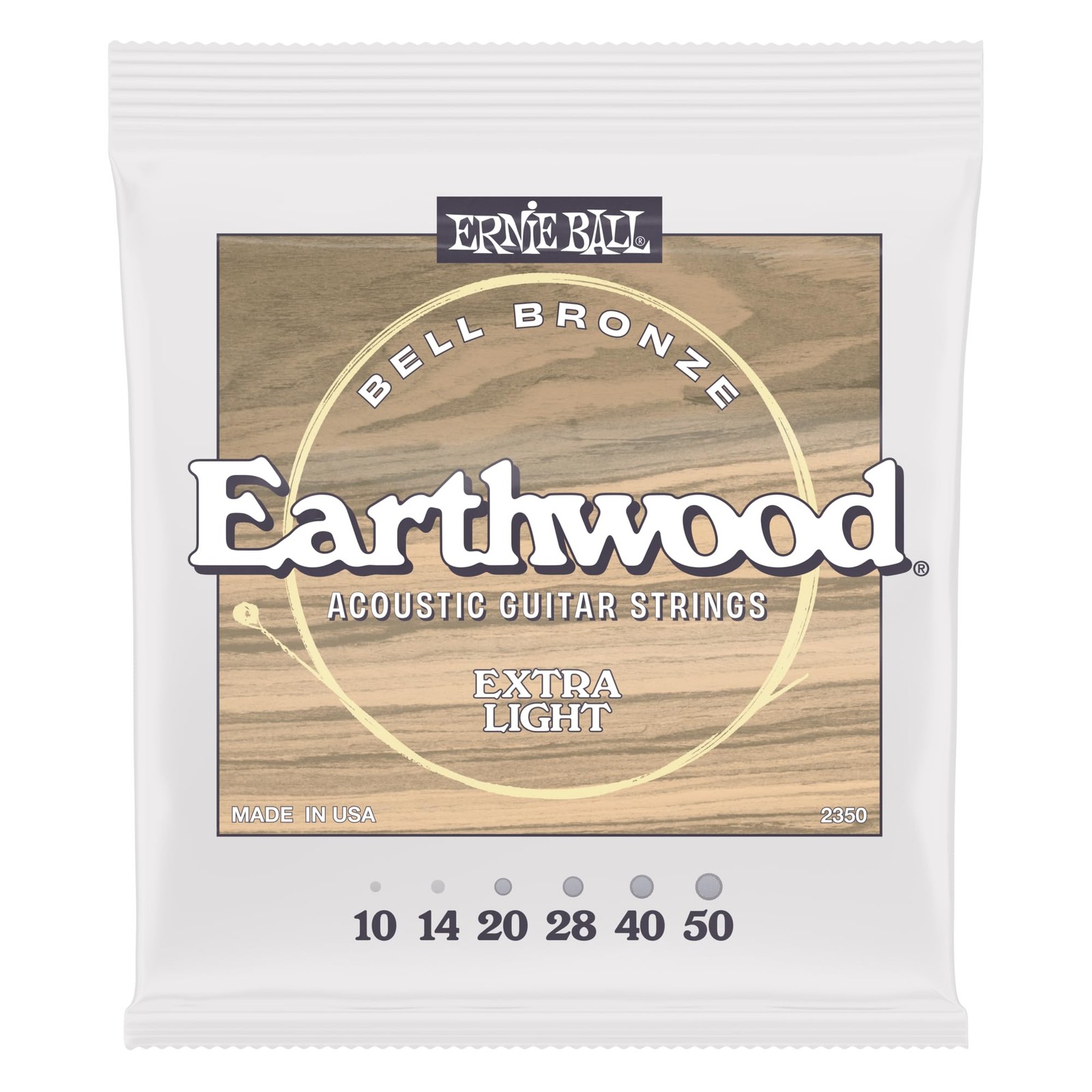 Cordes pour guitare acoustique Earthwood Bell Bronze Extra Light 10-50 en alliage de cuivre