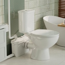500W Macerating Toilet With 4 Water Inlet Two-piece Upflush Toilet for Basement