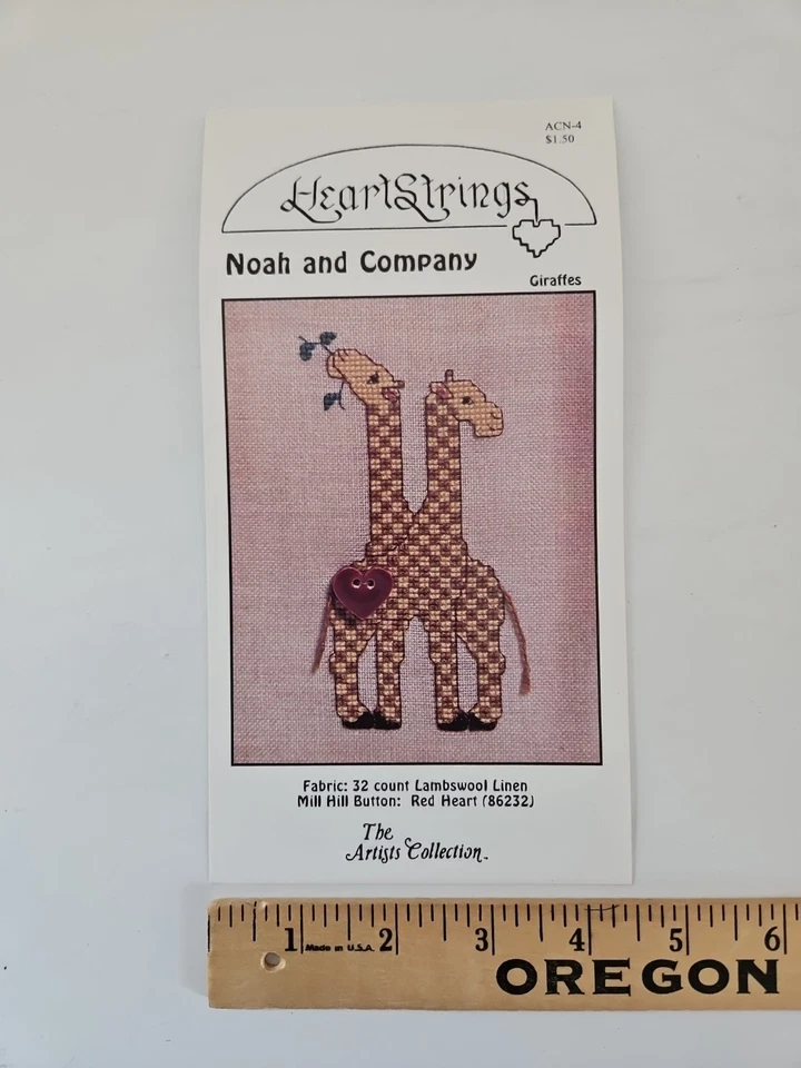 HeartStrings NOAH AND COMPANY ~ GIRAFFES Counted Cross Stitch Pattern ACN-4 1998 - Image 2 of 3