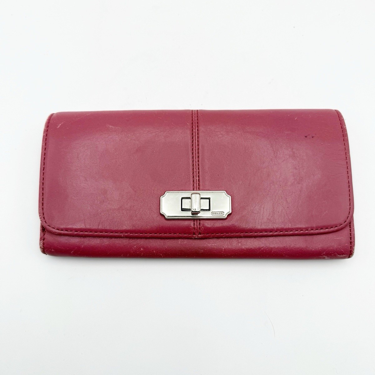Coach Chelsea Leather Turnlock Envelope Pink Leather Wallet