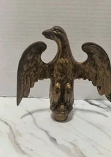 Vintage Aged  Brass Eagle Flag Pole Topper Finial USA American 6”