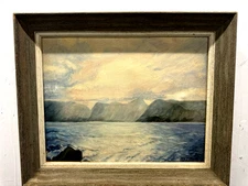 ORIGINAL ART NATURE SEA SKY MOUNTAINS TONALIST MCMAHAN 1968 FRMD SGND