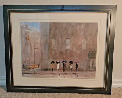 Contemporary Art Matted Frame Waiting For A Cab-Park Avenue Wall Art Modern Art 