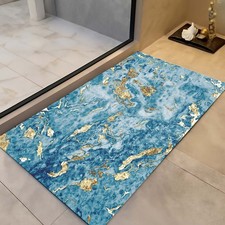 Marble Bathroom Rug, Gold Accents, Abstract Design, Luxury Rug, Modern Style