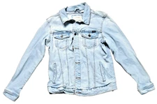 Pull & Bear Womens  Denim Trucker Jacket Button Down Jean Medium Wash Large 40