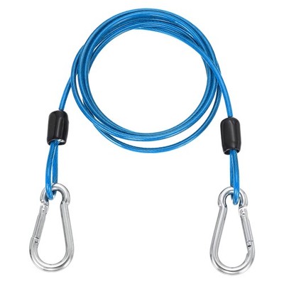 1Pcs 3.3ft (39.4'') Security Steel Cable with Snap Hook for Travel, Clear Blue