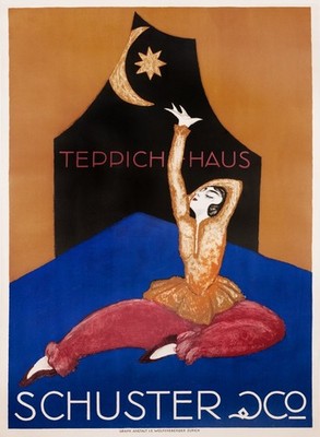 Teppich Haus Schuster Art Deco Woman Vintage Advertising Poster 24x36