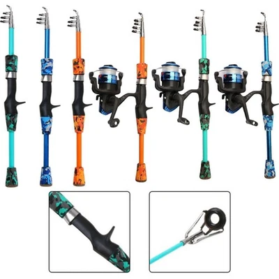 MARKENLOS Angelruten Set für Kinder leichte Teleskoprute mit Rolle und Köderset