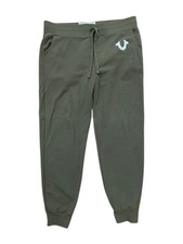 True Religion Mens Sweatpants Olive Army Green Horseshoe Logo Joggers XL