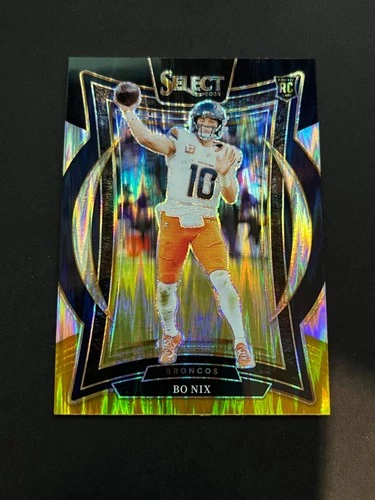 2024 Panini Select - Concourse Bo Nix #30 Black & Gold Shock Prizm (RC)