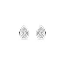 10k white gold pear lab grown diamond bezel teardrop stud earrings 0.50-1.00 Ctw