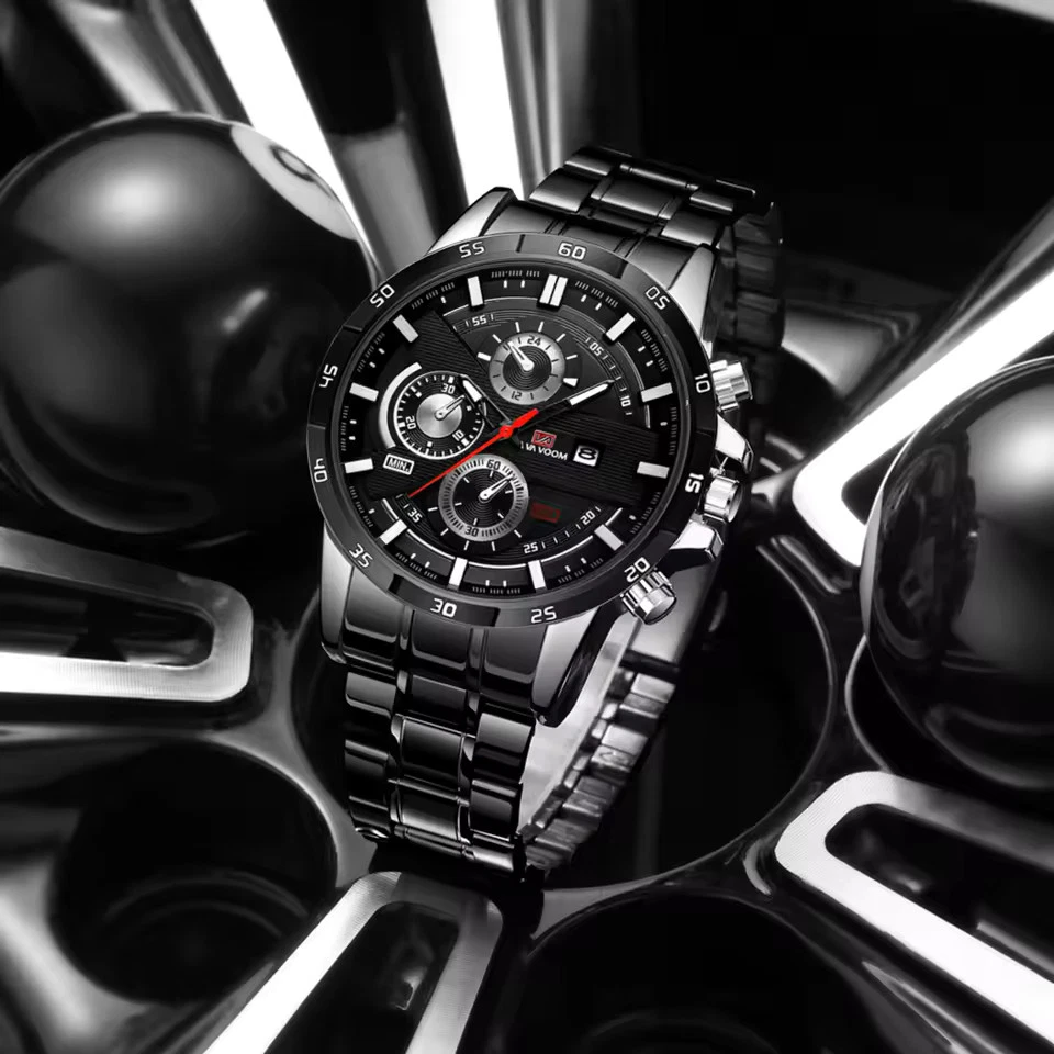 Men’s Analog Quartz Watch Waterproof –  Leather Strap – Calendar Display - Image 3 of 4