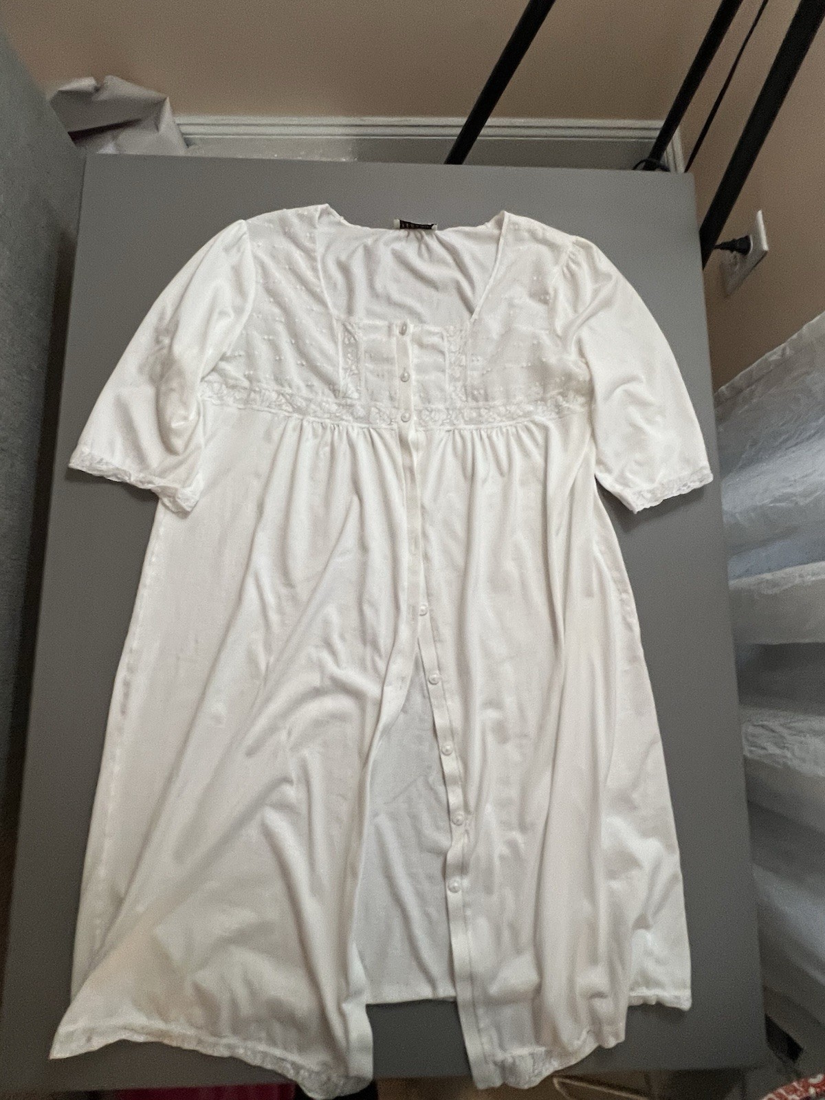 Feraud Paris Set Of Nightgown And Robe, Cotton And Lace,White, Size M