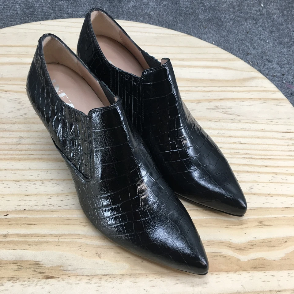 Botas Inez para mujer 8,5 M Marisol 70 estampado de cocodrilo botín bajo cuero negro Foto 3 de 4