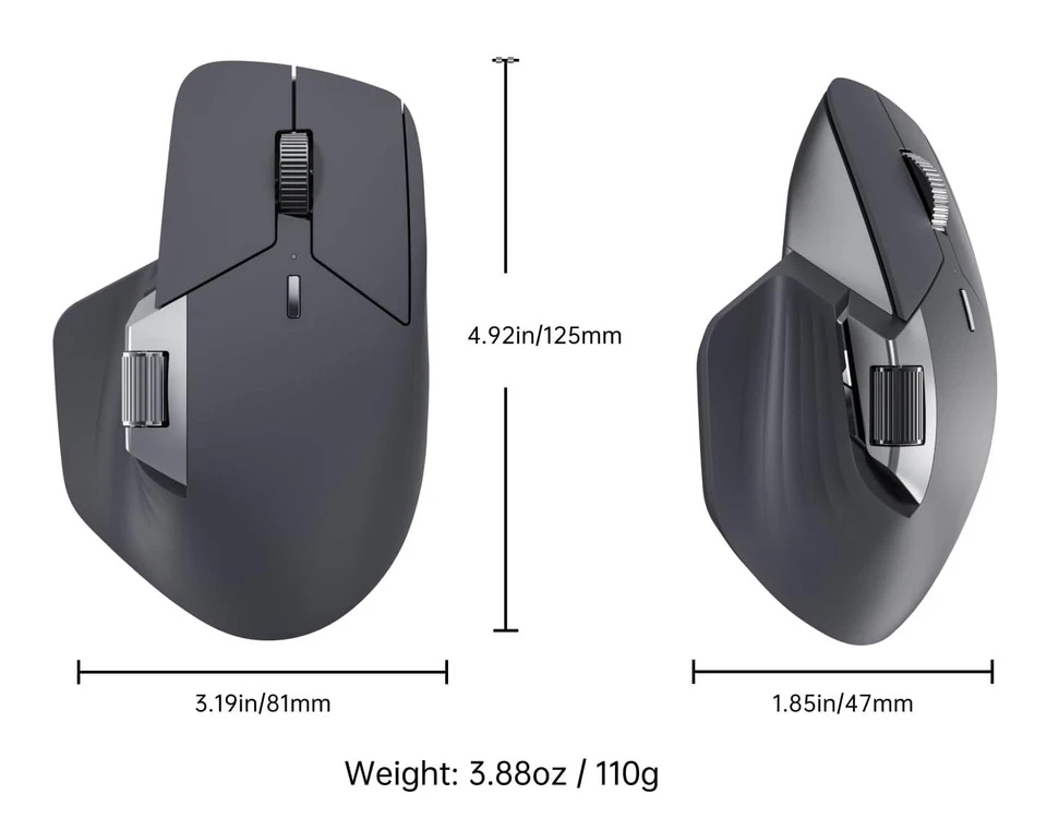 Pro Gaming Wireless Mouse - 12,000 DPI - 11 Buttons Programmable - Blk or Gray - Image 3 of 4