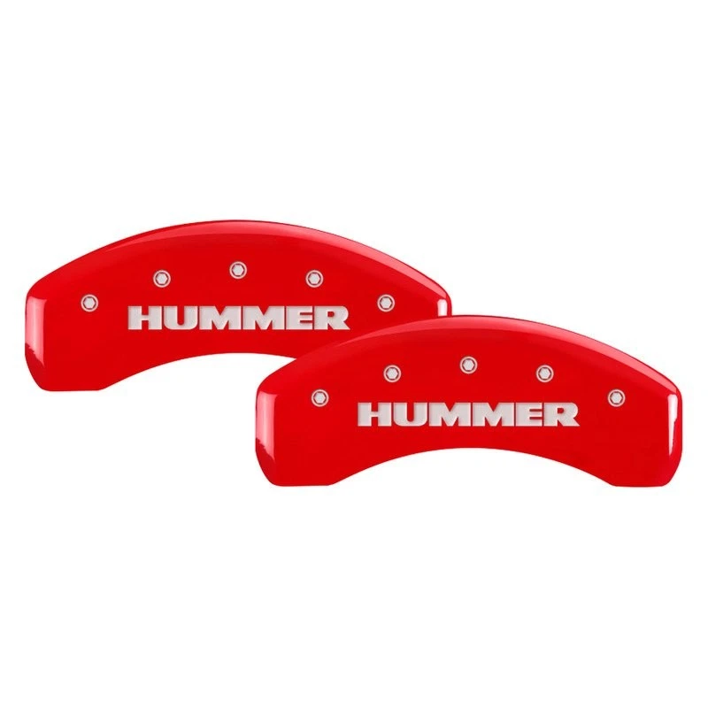 For Hummer H3 06-10 Gloss Red Caliper Covers w Hummer Engraving Full Kit, 4 pcs - Image 2 of 3