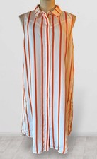 REBECCA MINKOFF Women's White & Persimmon Orange Striped Aria Dress NWT