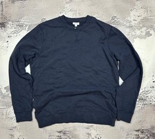Sunspel Navy Blue Crew Neck Sweatshirt Loopback Cotton Size L Made in Portugal