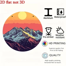 Mountain Landscape Wall Decor Sunset Sky Aluminum Metal Sign