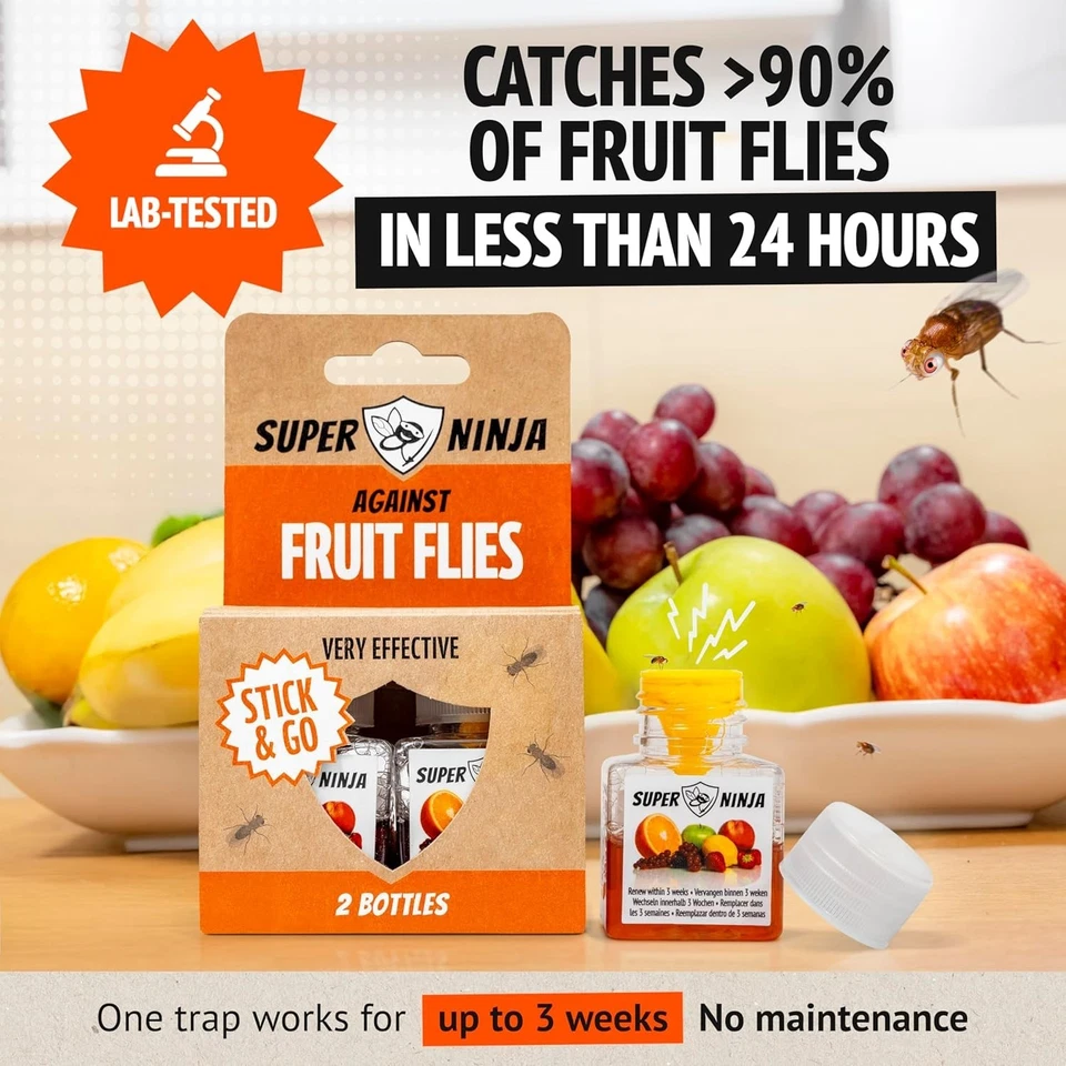 Super Ninja Fruit Fly Traps for Indoors - 1 Pack, Highly Effective Fruit Fly Cat - Image 2 of 4