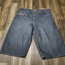 Vintage Old Skool Y2K Wide Leg Baggy Skater Grunge Denim Shorts Jorts Mens 40