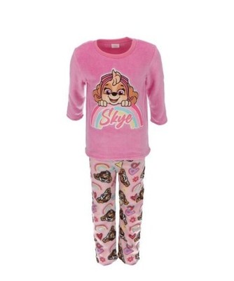 PAW Patrol Mädchen Skye Schlafanzug Fleece Pyjama warm kuschelig rosa pjs Kinder