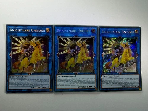 3 x Knightmare Unicorn Alt Art RA01-EN043 Secret Rare 1st Ed YuGiOh Playset NM